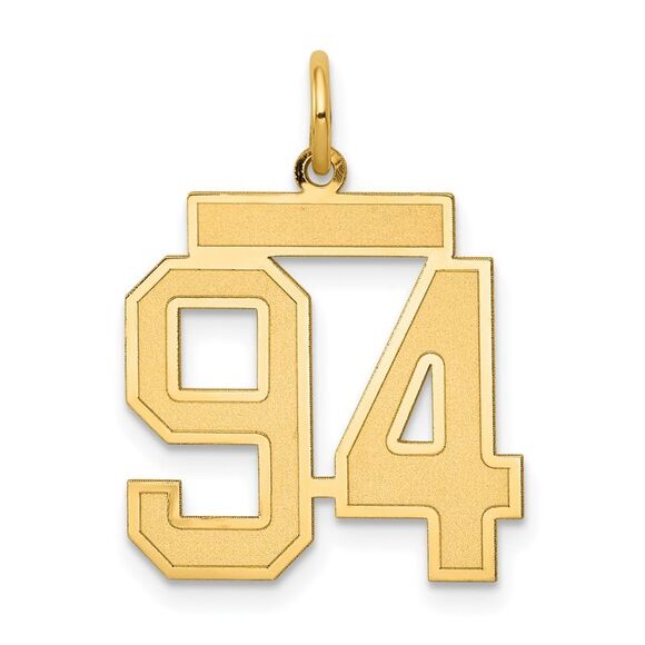 14k Yellow Gold Medium Satin Number 94 Charm
